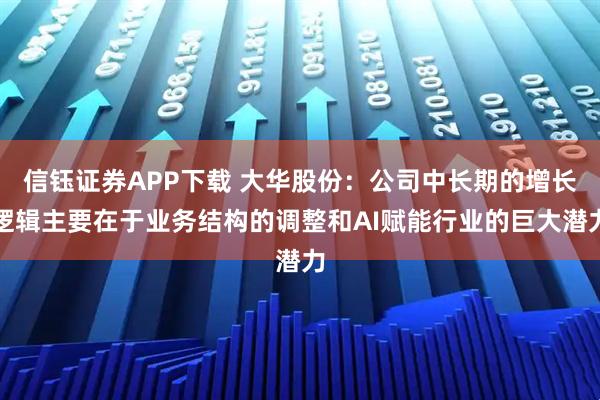 信钰证券APP下载 大华股份：公司中长期的增长逻辑主要在于业务结构的调整和AI赋能行业的巨大潜力